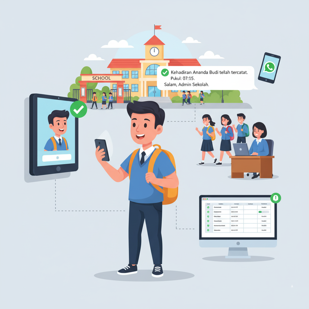 Sistem Presensi Sekolah Terintegrasi WhatsApp Gateway Mobile UI